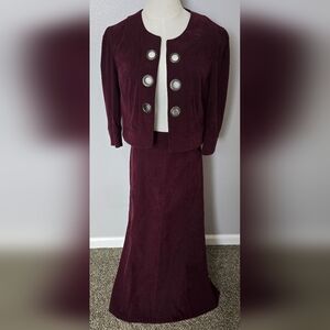 Elegant New York Clothing Co. Burgundy Suit Jacket And Skirt